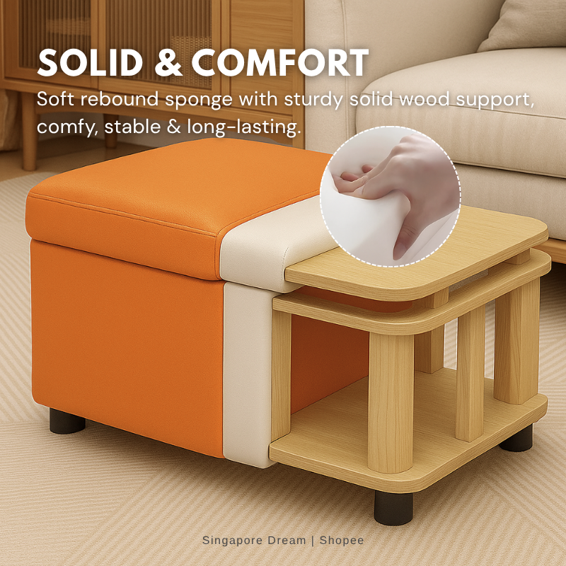 2 in 1 Cushion Ottoman Storage Bench | PU Leather Storage Bench ...