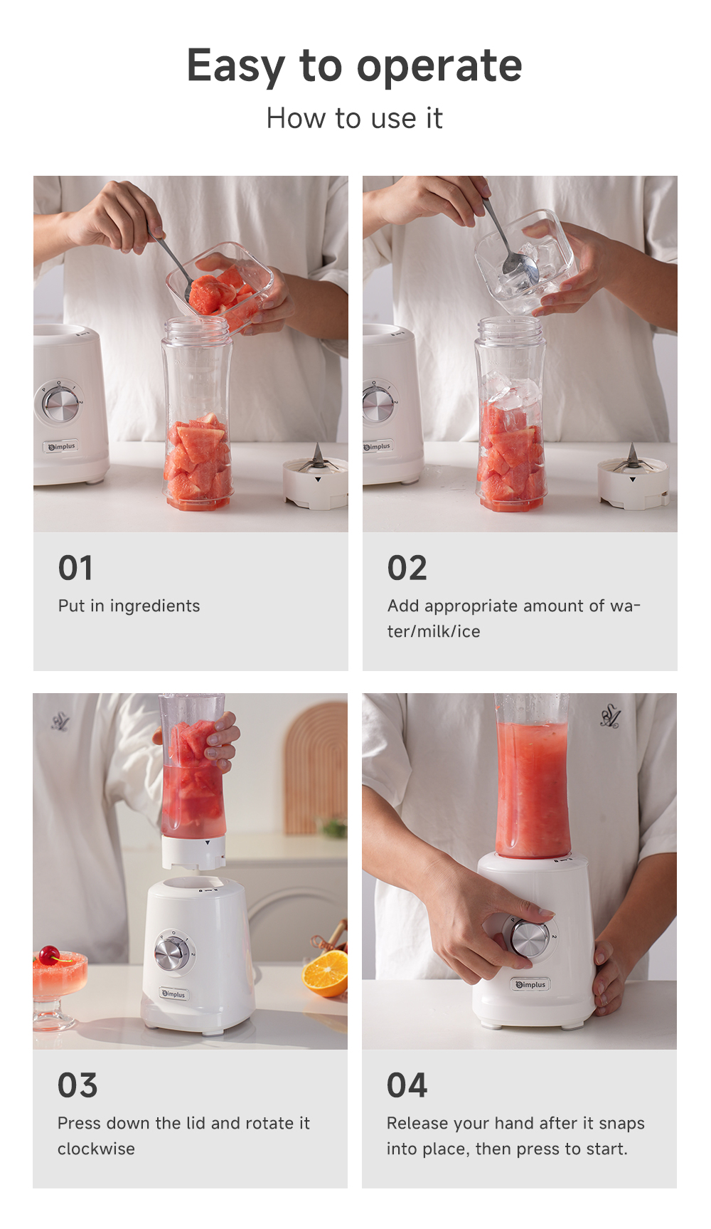 Simplus 700ml Cups x2 | Smoothie Maker & Juicer | 300W Portable Blender ...
