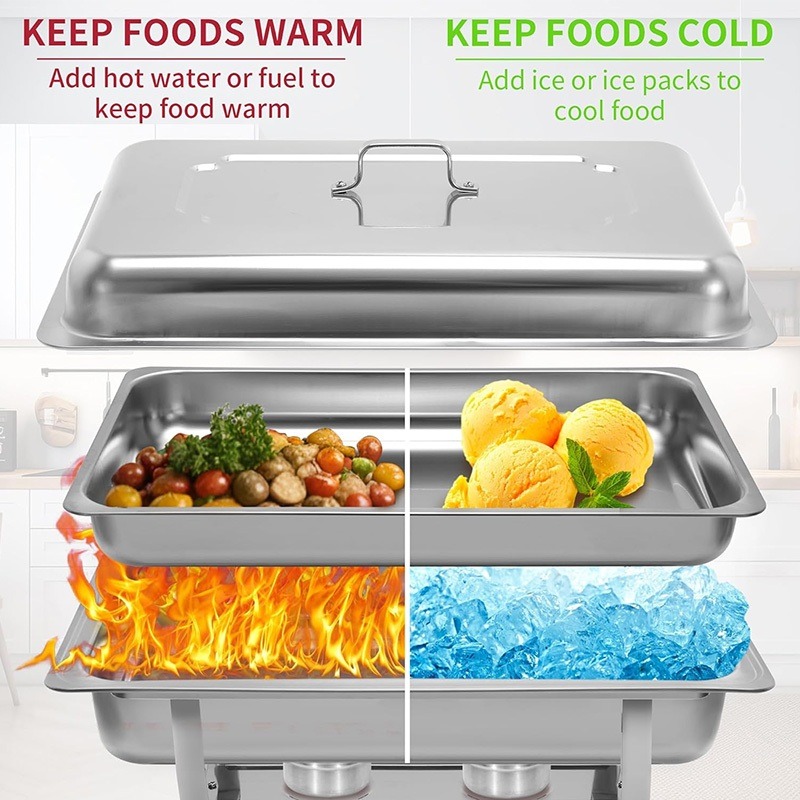 Buffet tray set 11L Foldable Stainless Steel Square Buffet Stove Dish ...
