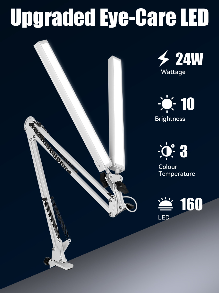 Dimmable Desk Light LED USB Table Lamp 3 Colors Adjustable Monitor ...