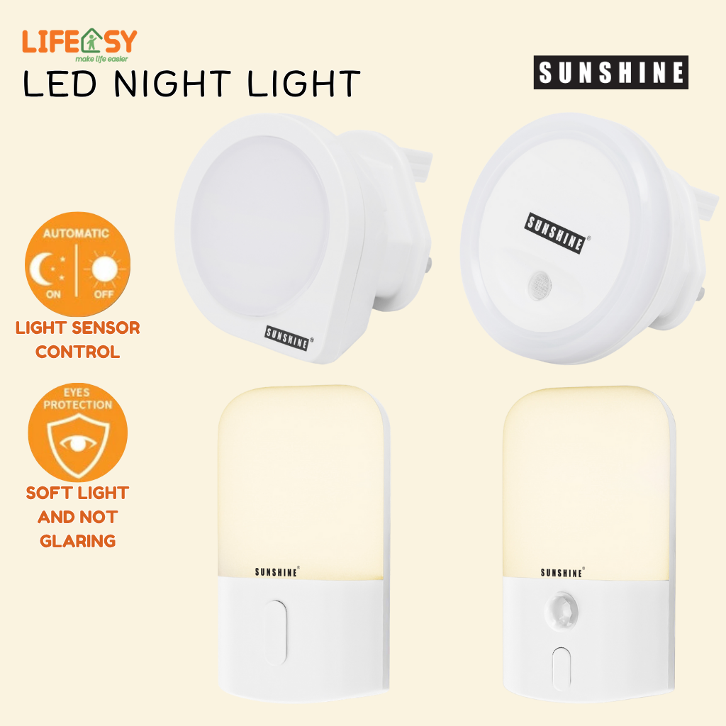 SUNSHINE LED Night Light with Sensor Plug-in Automatic Light Control ...