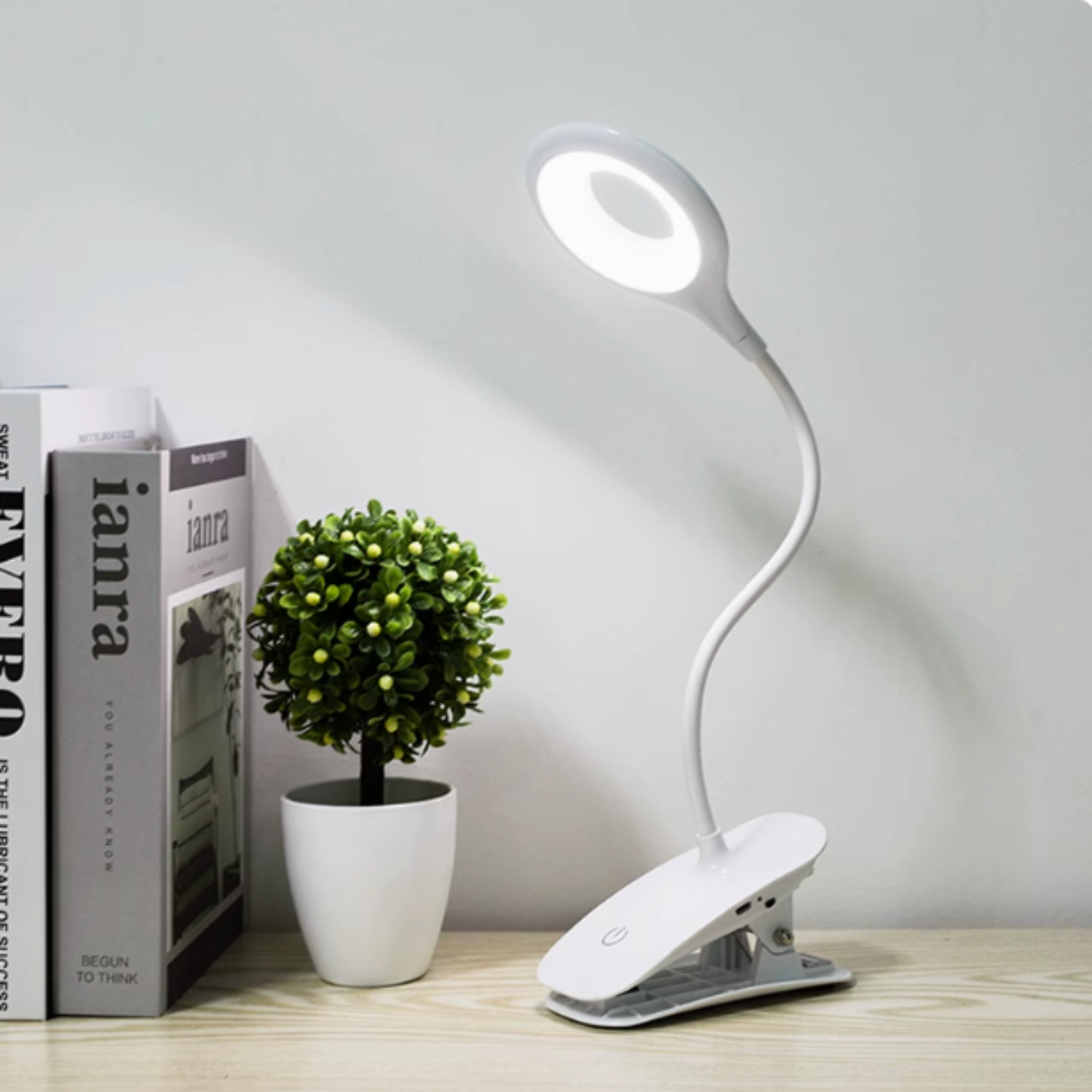 Clip Table Lamp Brightness Adjustable USB Reading Desk Light Study ...