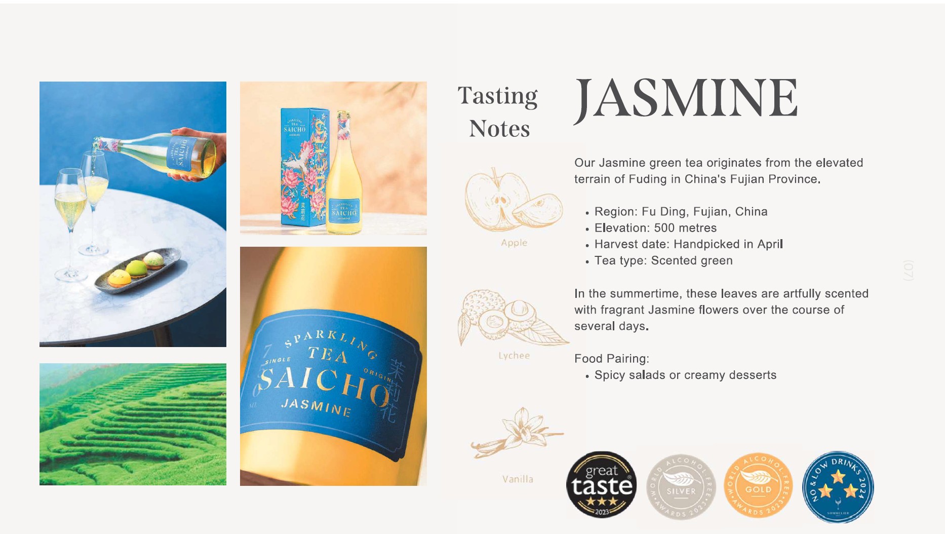 Saicho Jasmine Single Origin Sparkling Tea 750ml (Gift Box available ...