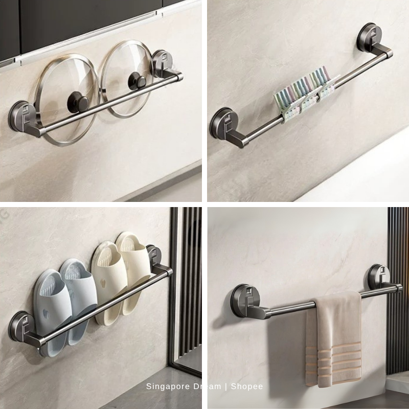 Suction Cup Towel Rack | Bathroom Towel Bar | Removable Towel Holder ...
