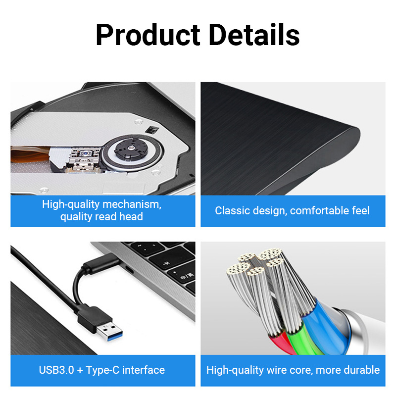 2 in 1 External CD DVD Drive USB Slim Portable External DVD Player ...