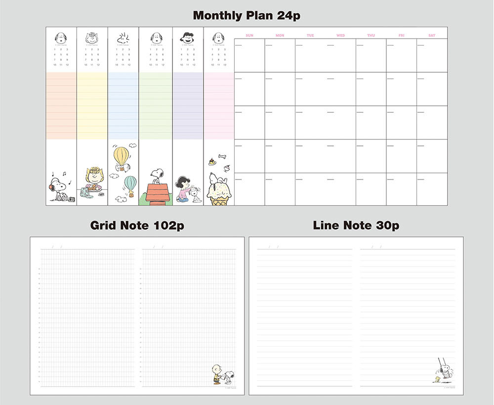 KOREA PEANUTS SNOOPY UNDATED DIARY - planner journal monthly scheduler ...