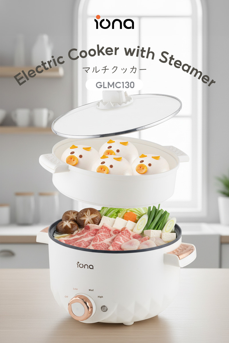 IONA 3.0L Electric Multi Cooker With Steamer | Non Stick Coating Cooker ...