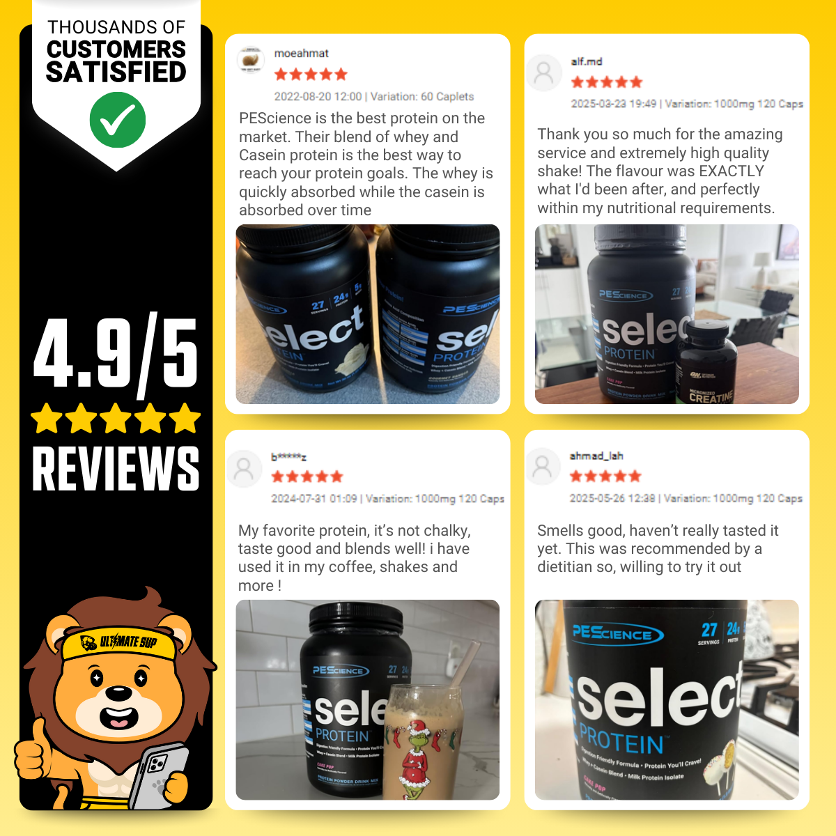 PEScience Select Protein Powder, Casein + Isolate Protein, Build and ...