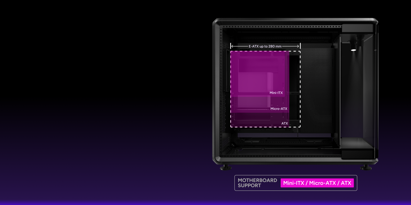 Cooler Master MasterFrame 360 Panoram /LCD/Mirror ATX Case w/Tempered ...