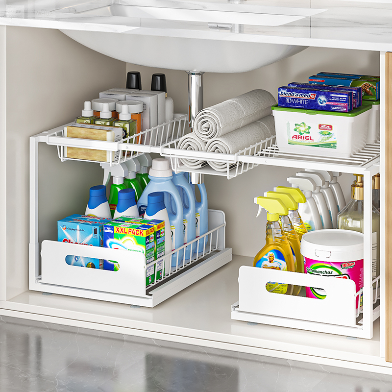 Telescopic Under Sink Organizer - Pull-out Kitchen Space Saving Rack ...