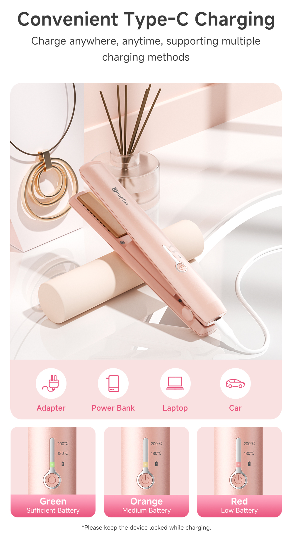 Simplus Cordless Hair Straightener | 45mins Battery Life | 3D Floating ...