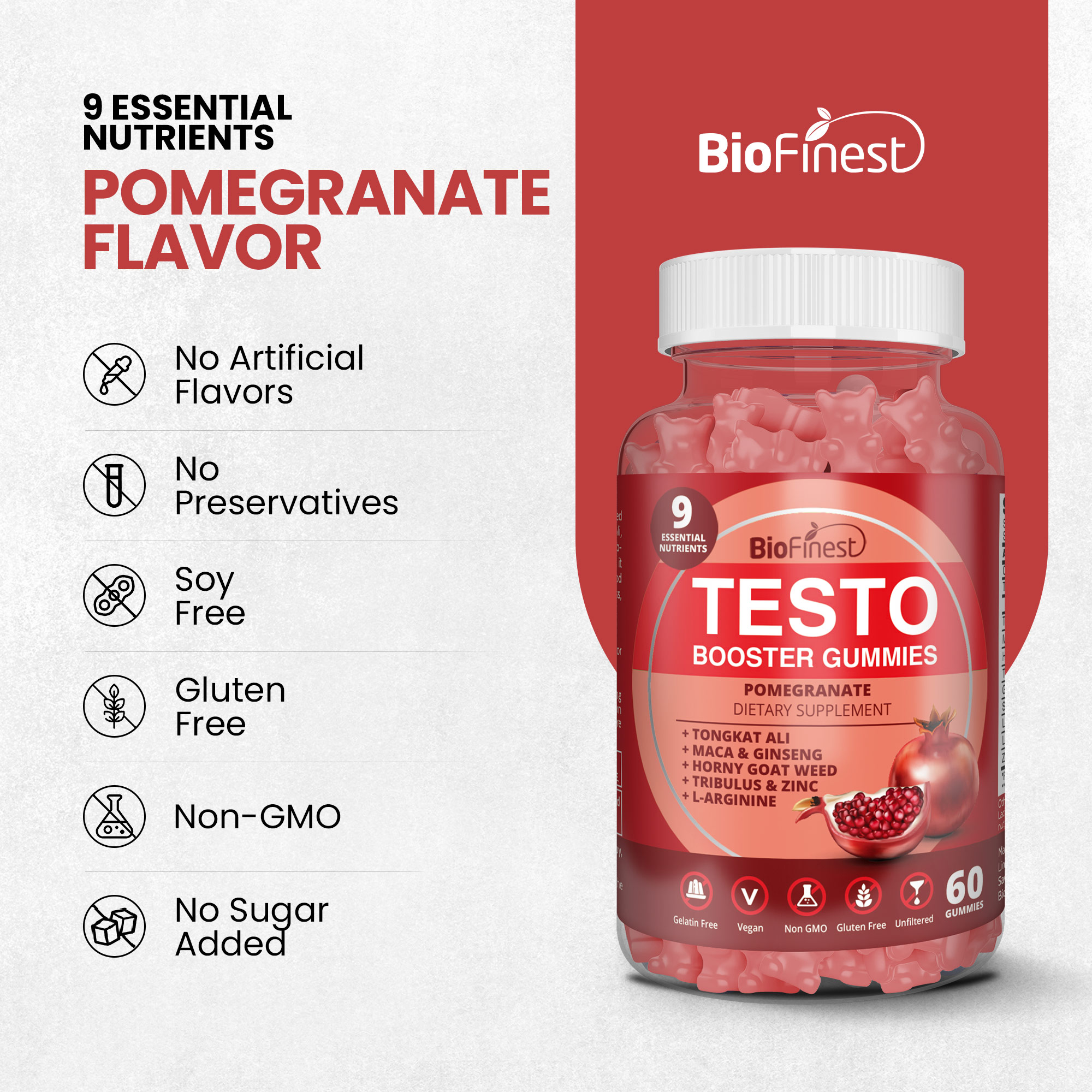 Biofinest Testo Booster Gummy Supplement Tongkat Ali Maca Horny Goat ...