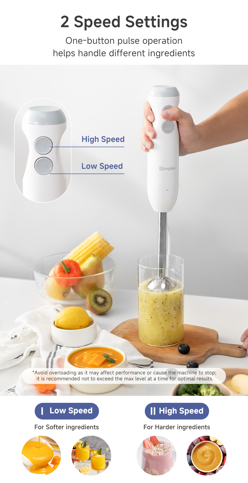 Simplus Handheld Immersion Blender 4-In-1 JBBA003 | Shopee Singapore