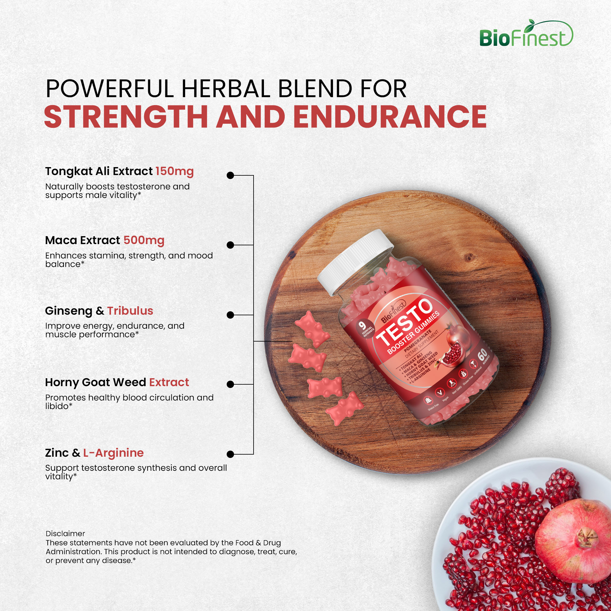 Biofinest Testo Booster Gummy Supplement Tongkat Ali Maca Horny Goat ...