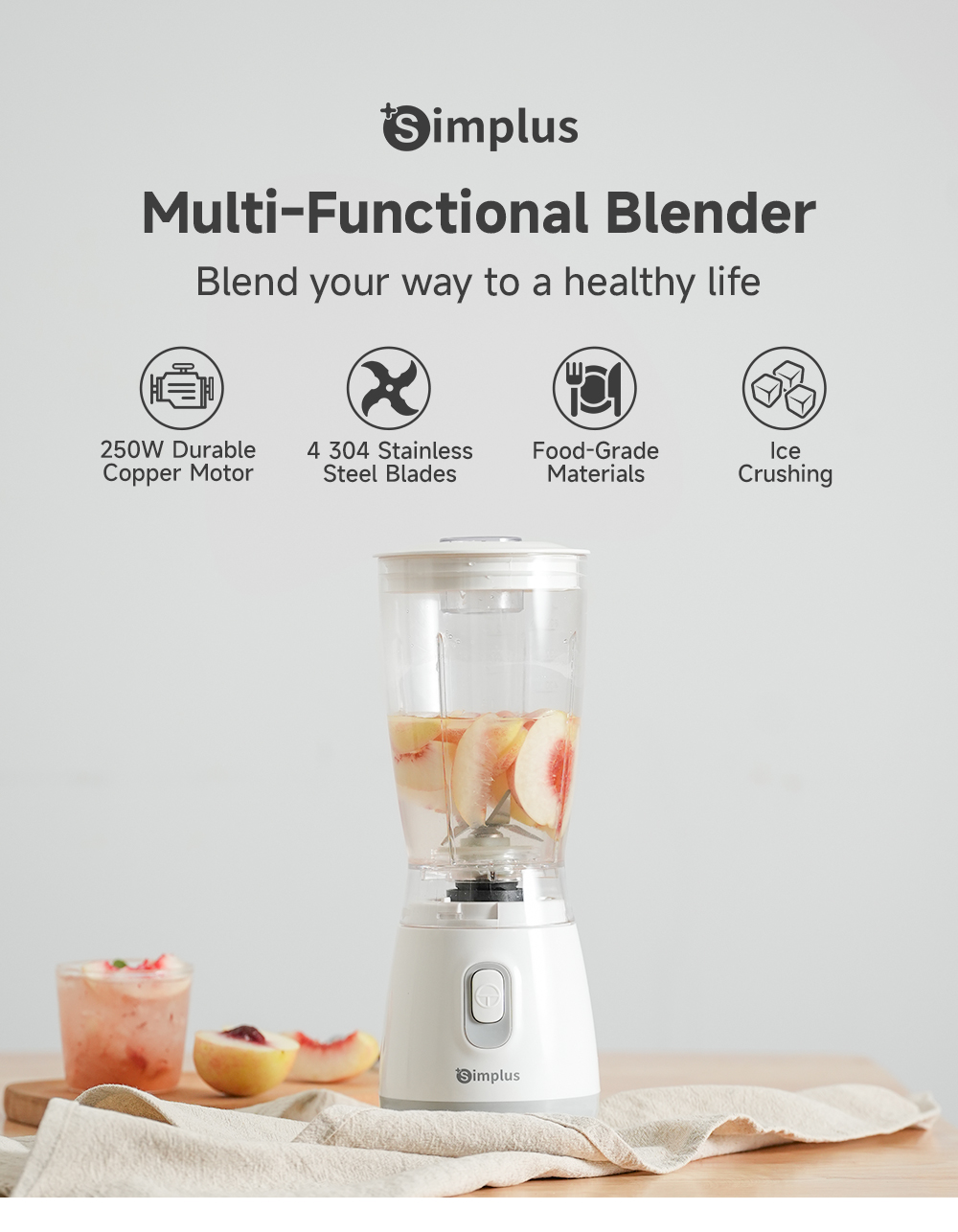 Simplus Multi-functional Blender | 600mL Capacity | 4 304 Stainless ...