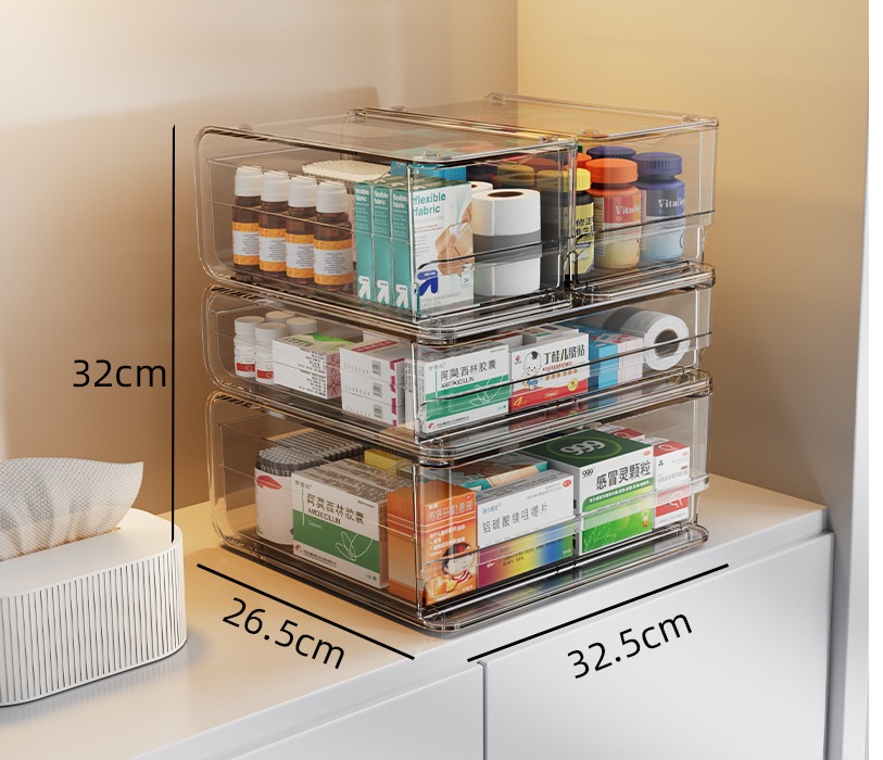 Transparent Drawer Storage Box Large Capacity Stackable Organizer Home ...