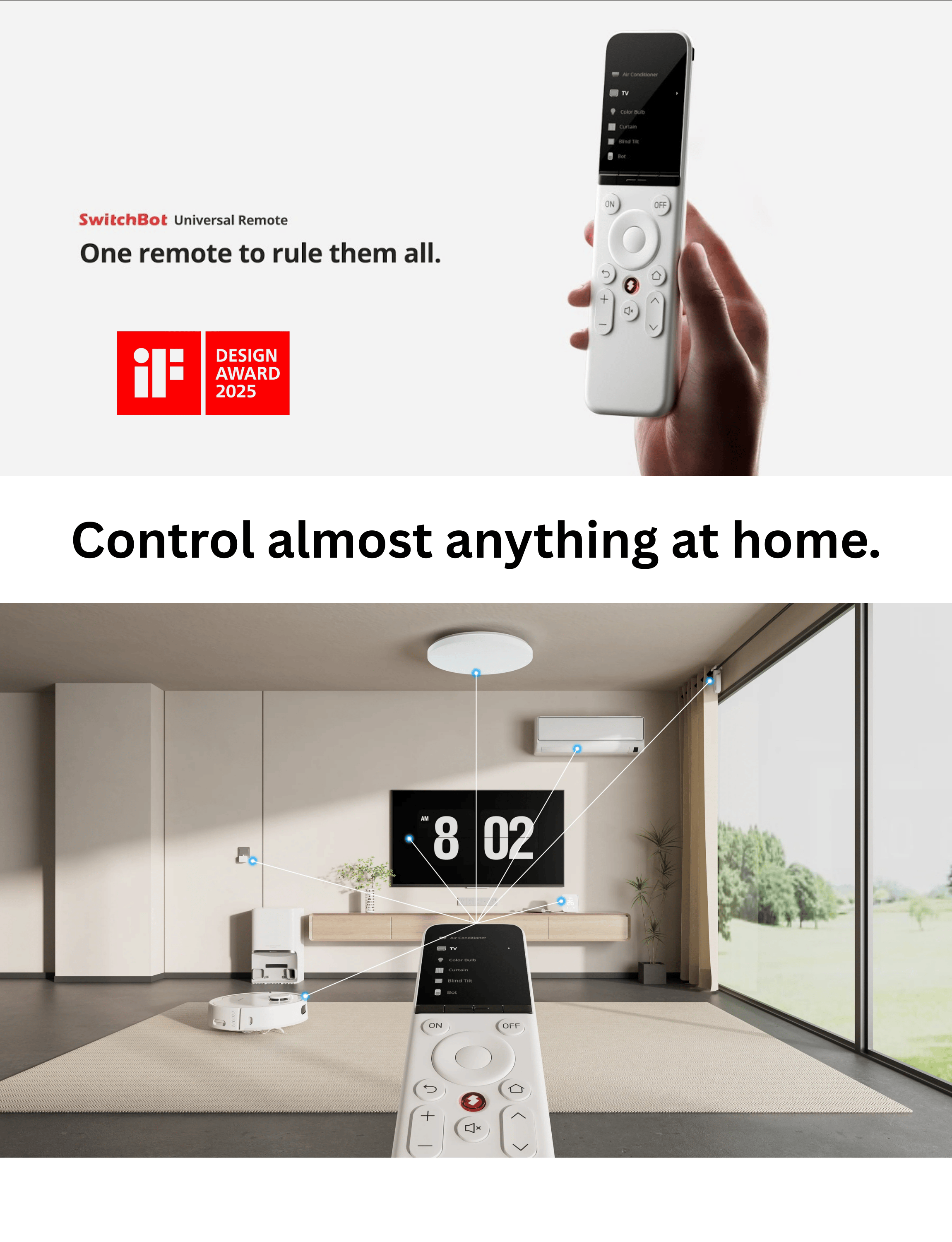 SwitchBot Universal Remote + Hub 2 Matter Combo | All-in-One IR Control ...