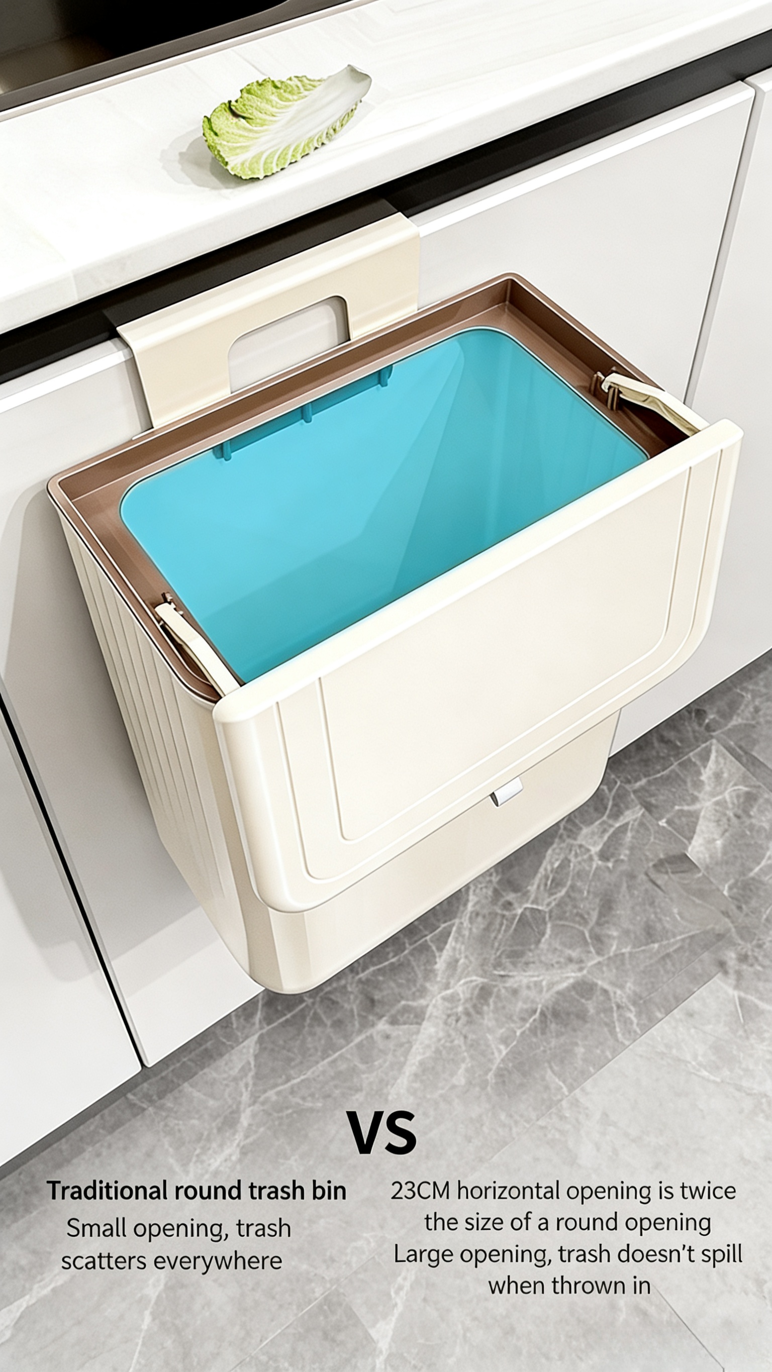 Space‑Saving Wall Mounted Kitchen Trash Bin with Lid – Easy Hanging ...