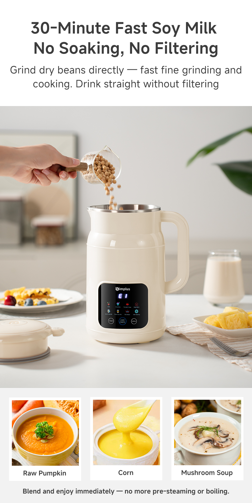 Simplus 1000ml Soy Milk Maker | Food Processor | Hot & Cold Drinks ...