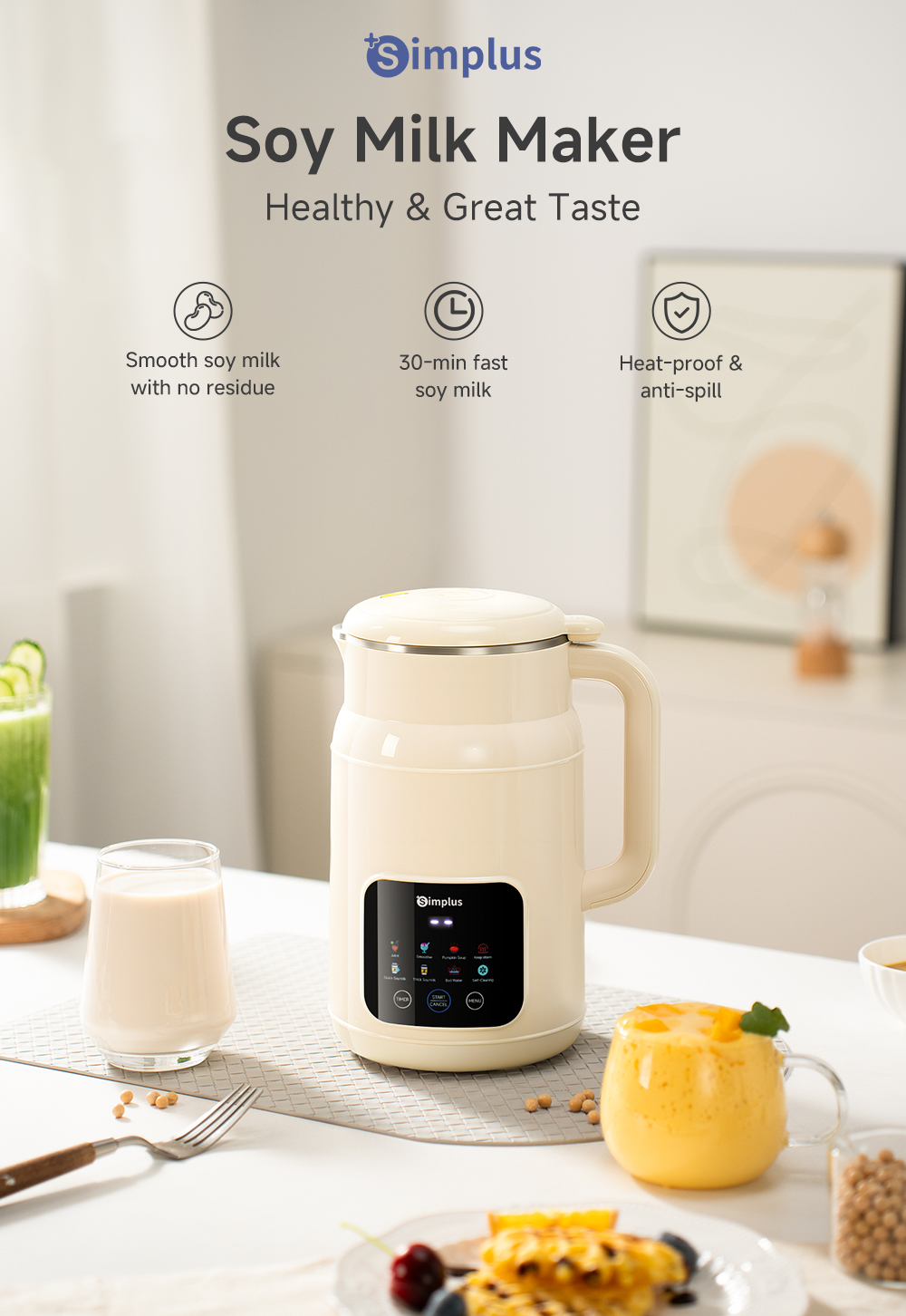 Simplus 1000ml Soy Milk Maker | Food Processor | Hot & Cold Drinks ...