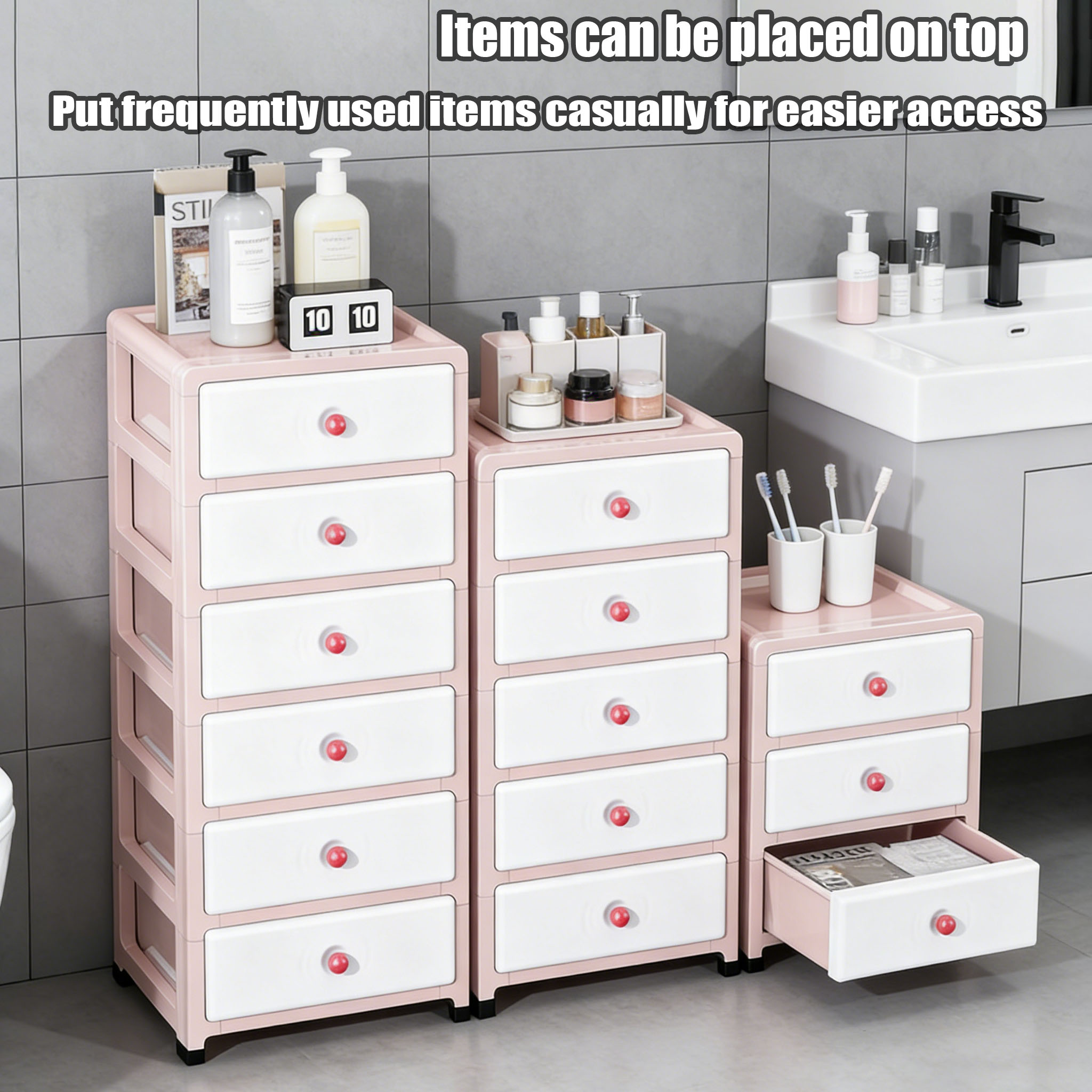 【Singapore Spot】3-6 Tier Stackable Plastic Drawer Cabinet Multi-layer ...