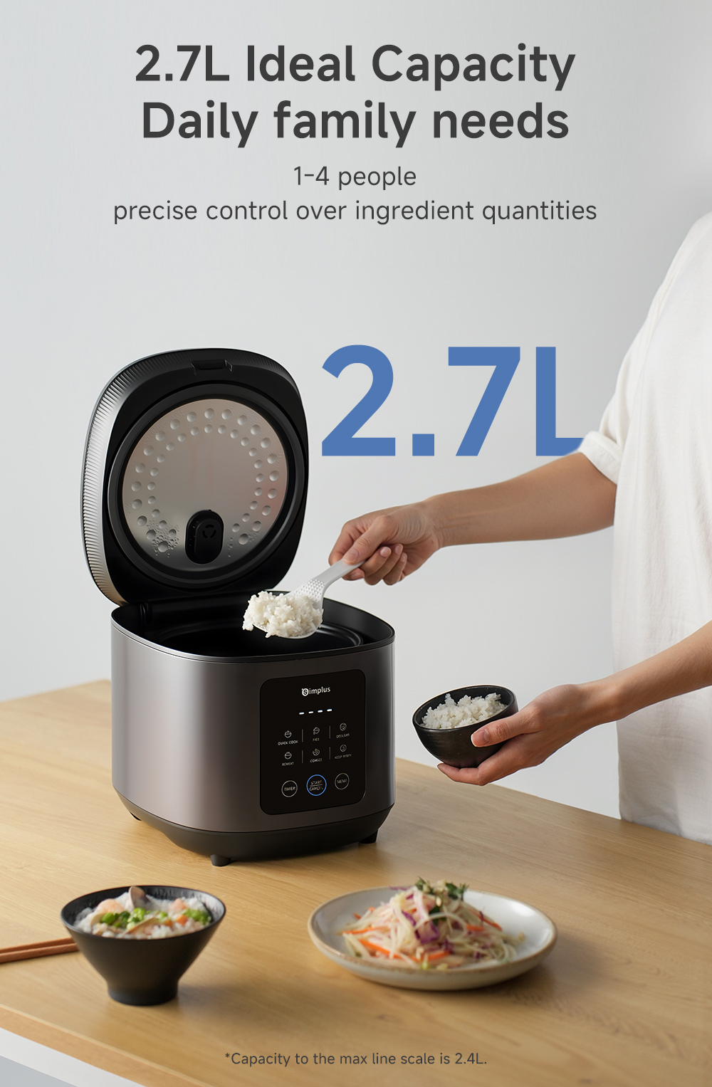 Simplus 2.7L Rice Cooker | Low Sugar Low Carbon | 6 Preset Programs ...