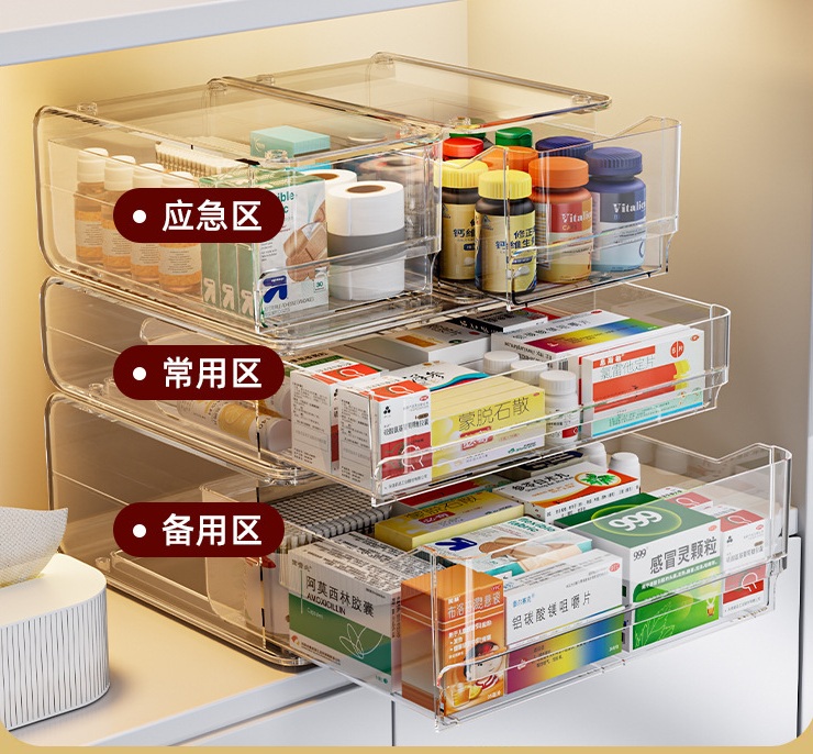 Transparent Drawer Storage Box Large Capacity Stackable Organizer Home ...