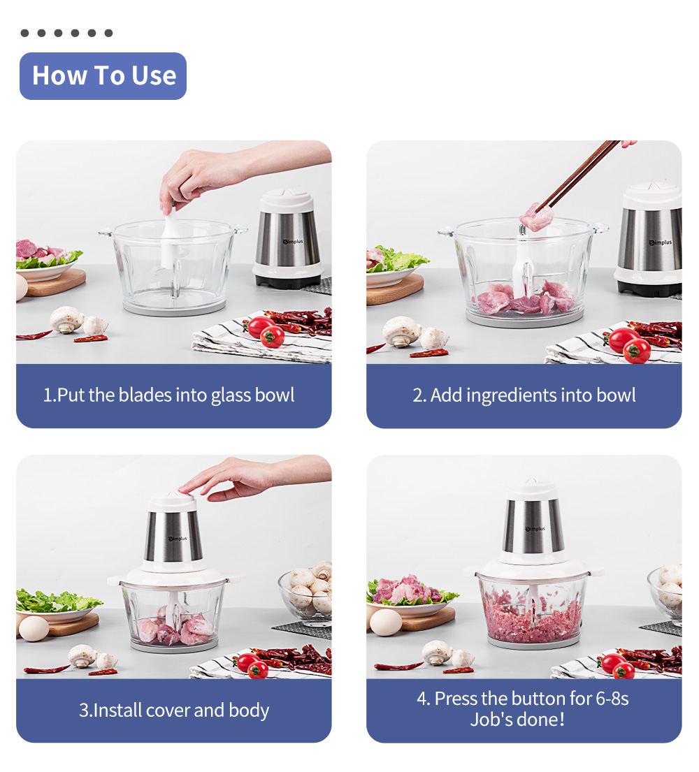 Simplus Kit 2L Food Processor丨300W Powerful丨2 Adjustable Speed丨420 ...