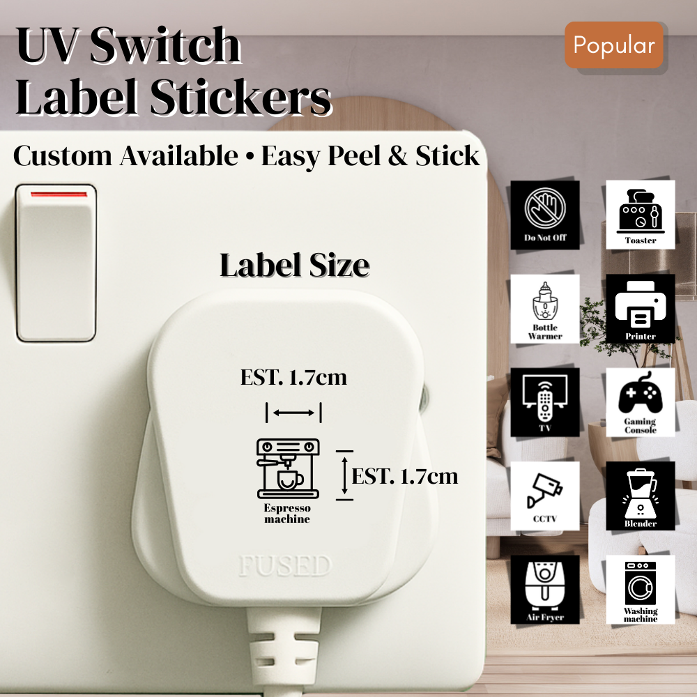 [SG Local] Borderless UV switch Plug Label Stickers | Decal ...