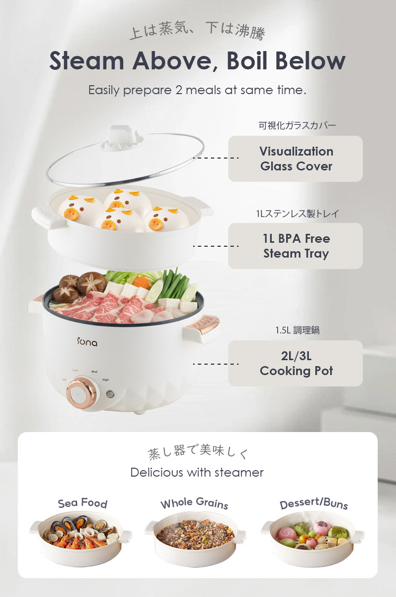 IONA 3.0L Electric Multi Cooker With Steamer | Non Stick Coating Cooker ...