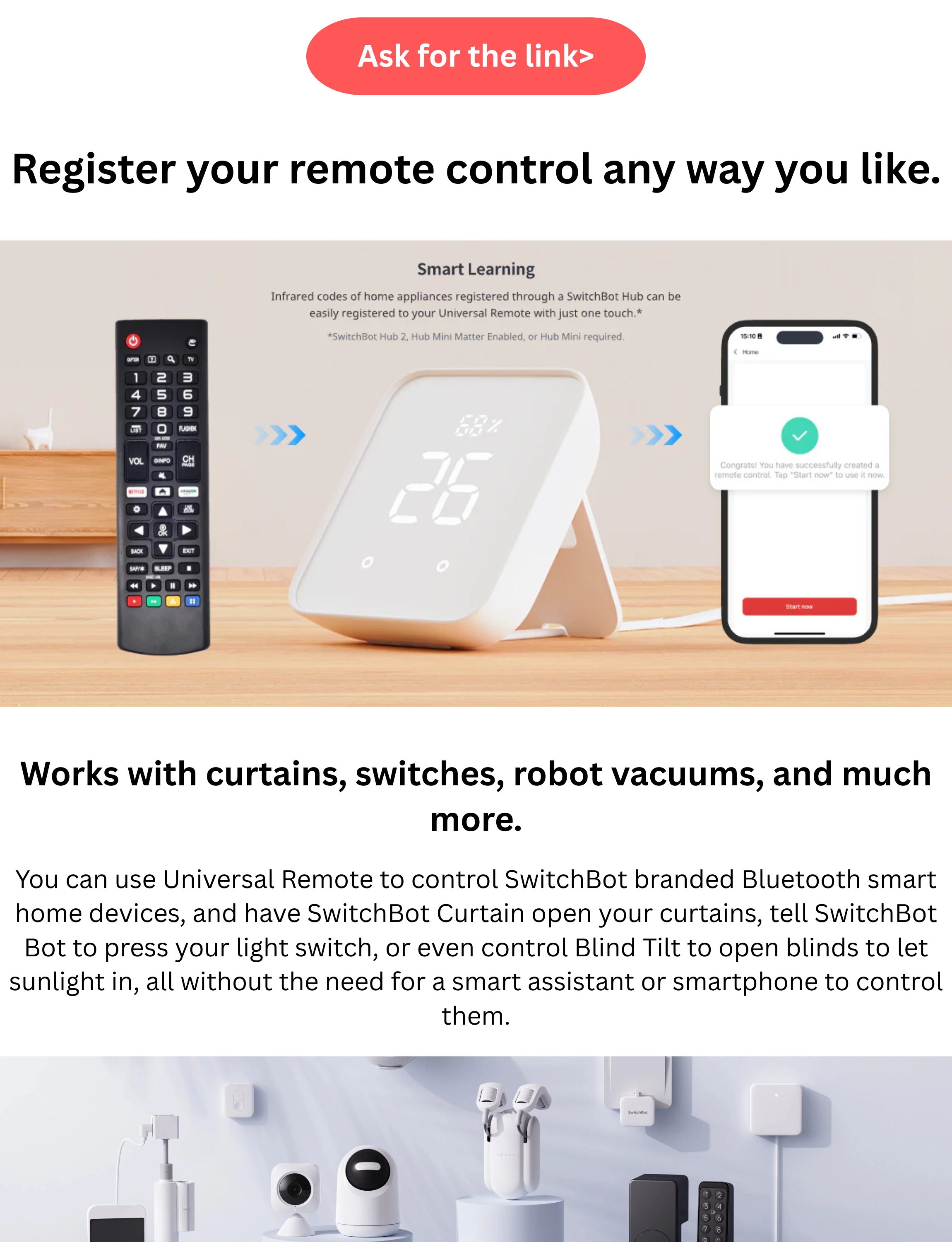 SwitchBot Universal Remote + Hub 2 Matter Combo | All-in-One IR Control ...