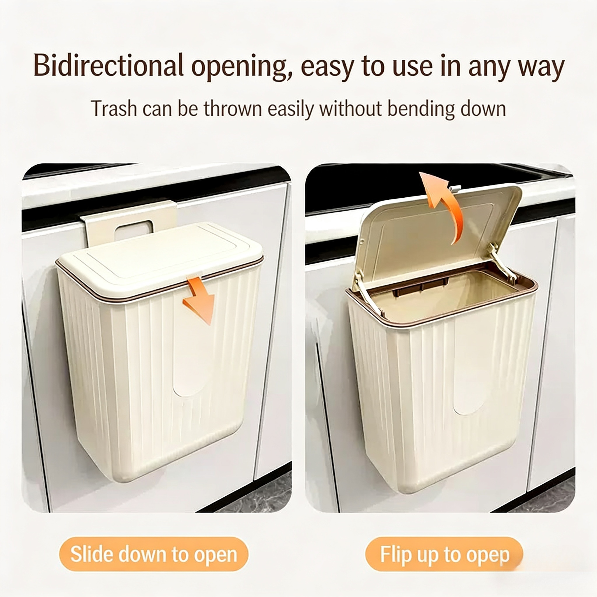 Space‑Saving Wall Mounted Kitchen Trash Bin with Lid – Easy Hanging ...