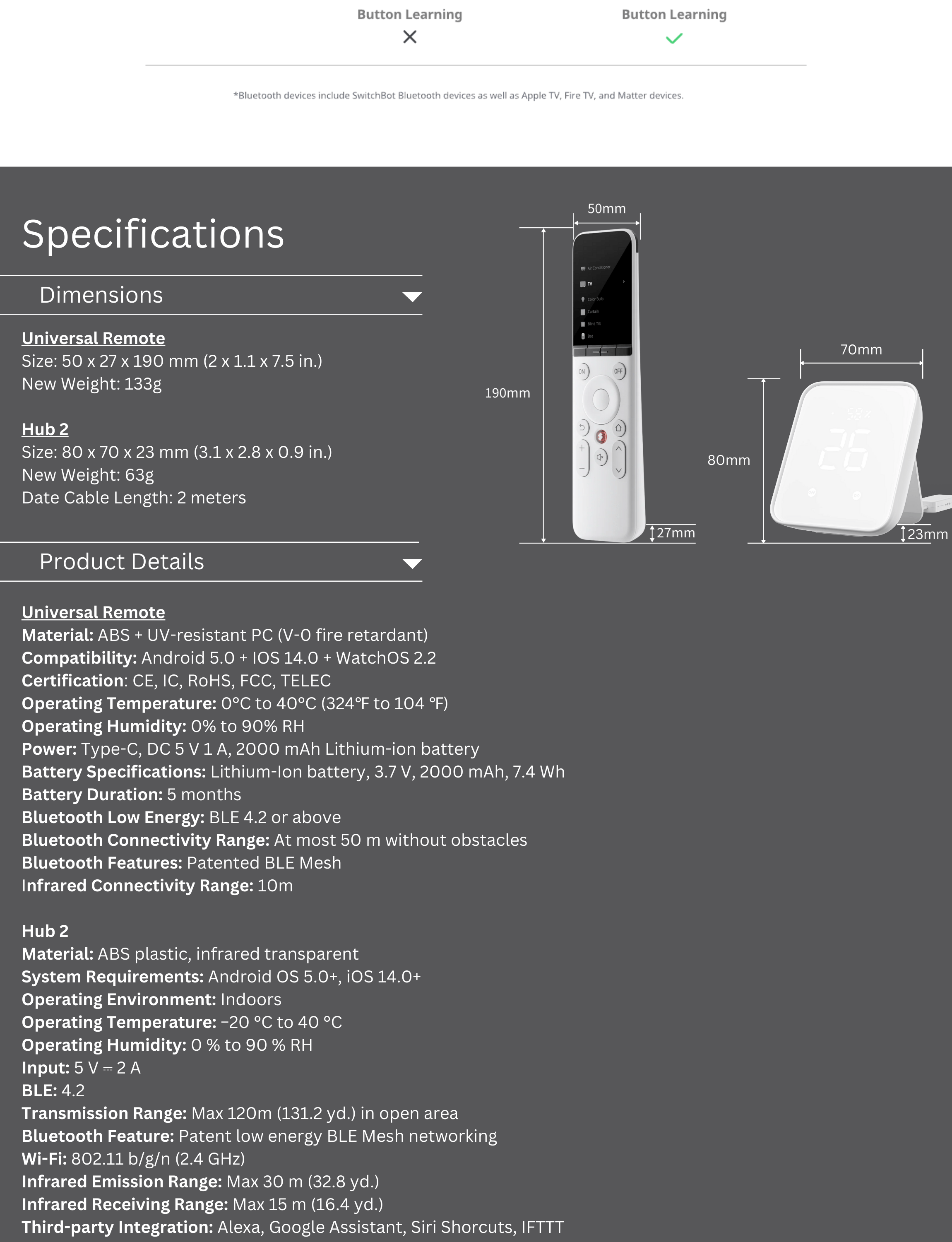 SwitchBot Universal Remote + Hub 2 Matter Combo | All-in-One IR Control ...
