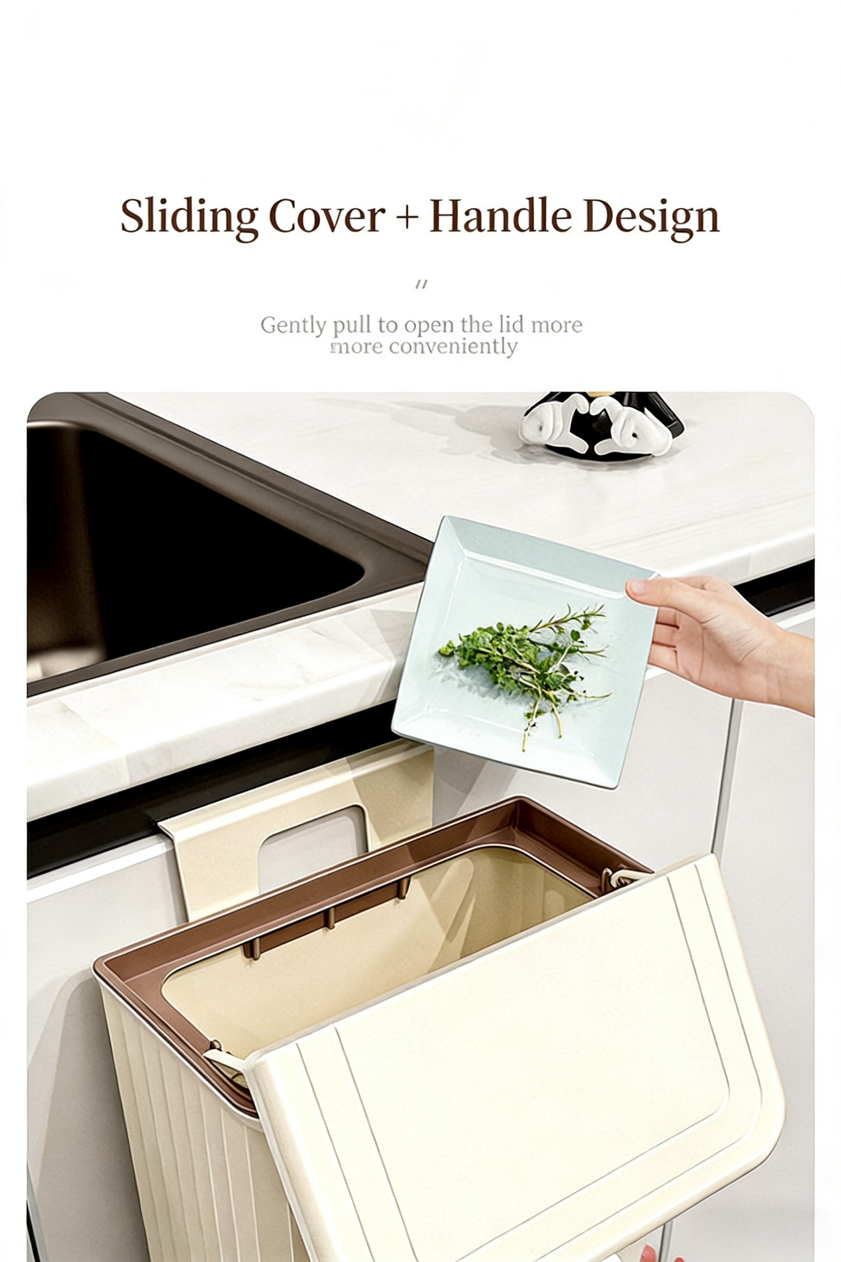 Space‑Saving Wall Mounted Kitchen Trash Bin with Lid – Easy Hanging ...