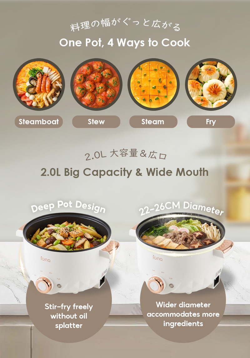 IONA 3.0L Electric Multi Cooker With Steamer | Non Stick Coating Cooker ...