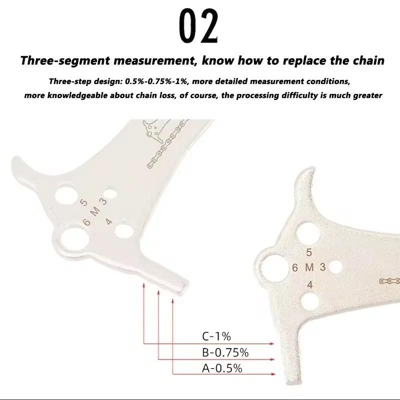 Bicycle Chain Wear Indicator Tool Stainless Steel Chain Stretch Checker ...