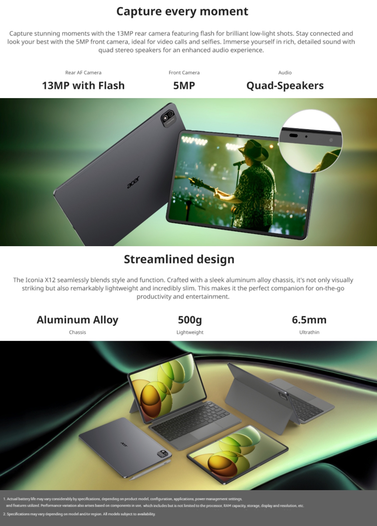 Acer Iconia Tab X12 | X12-21M-86DD 12.6-inch WQXGA AMOLED Display ...