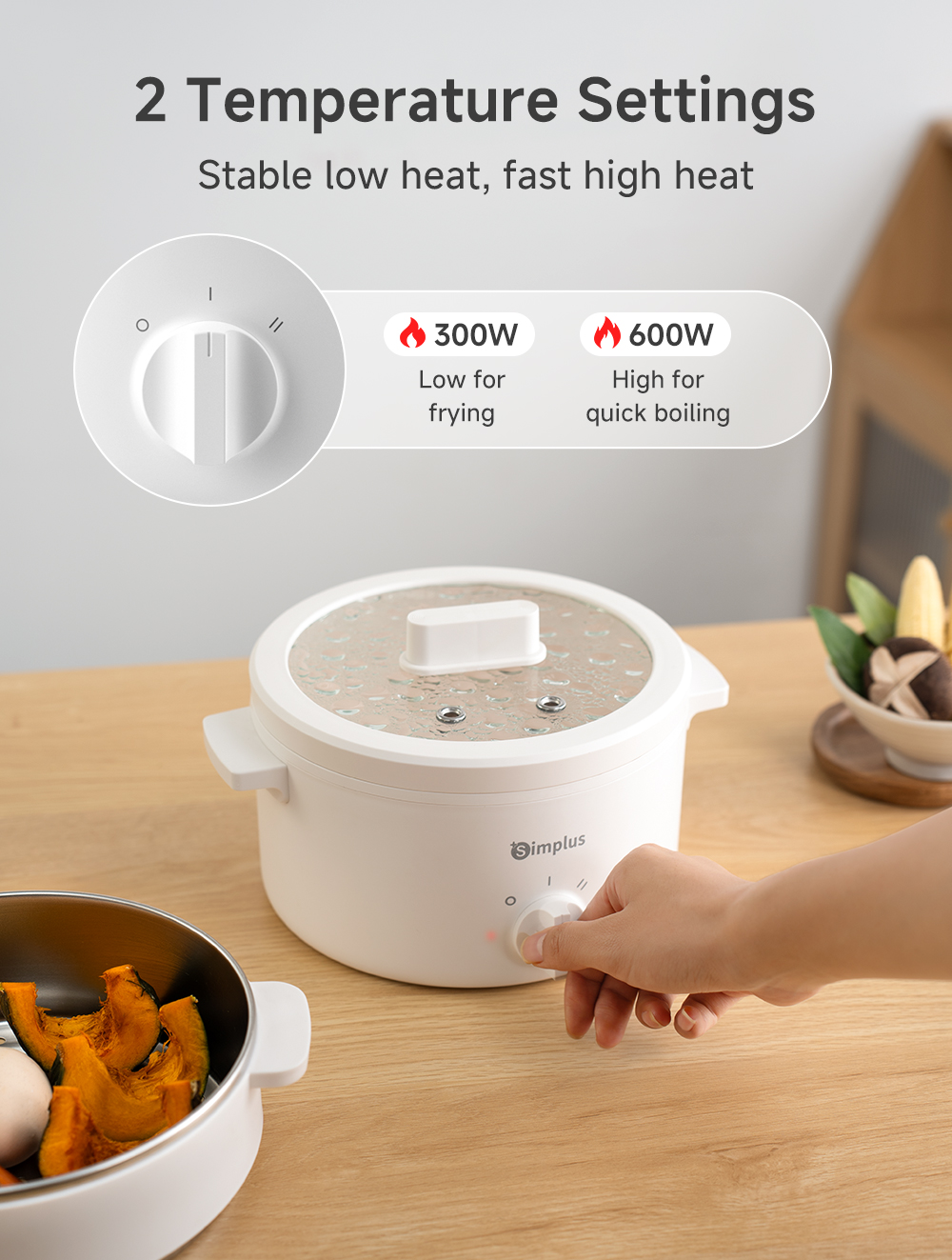 Simplus 1.8L Electric Cooker | 600W Power | Stainless Steel Steamer ...