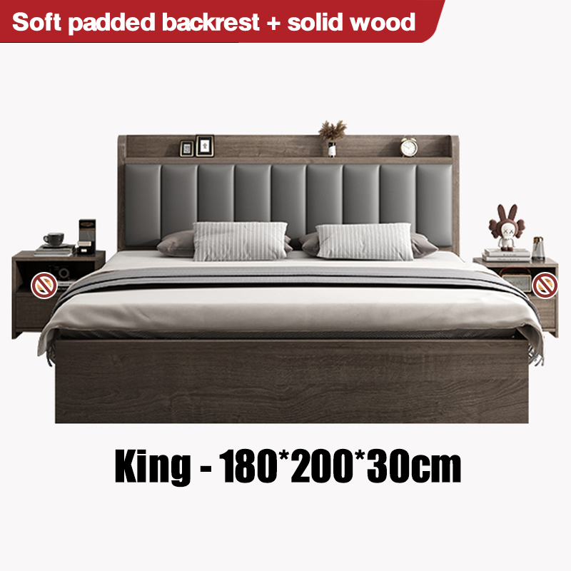 【LILI.SG】180/150/120CM solid wood modern minimalist double bed ...