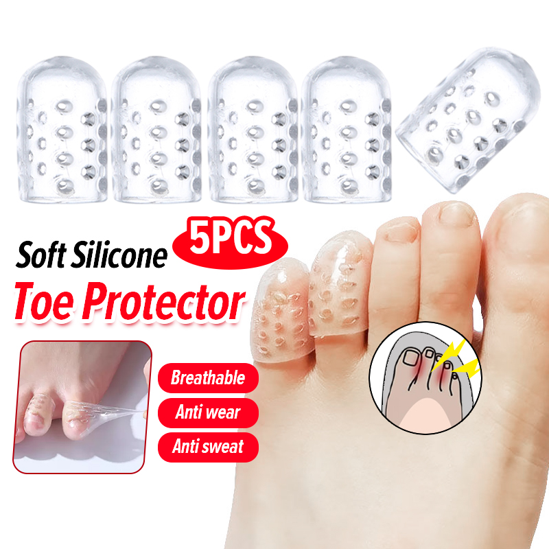5pcs Soft Silicone Toe Caps/Transparent Gel Toe Tubes/Prevents Blisters ...