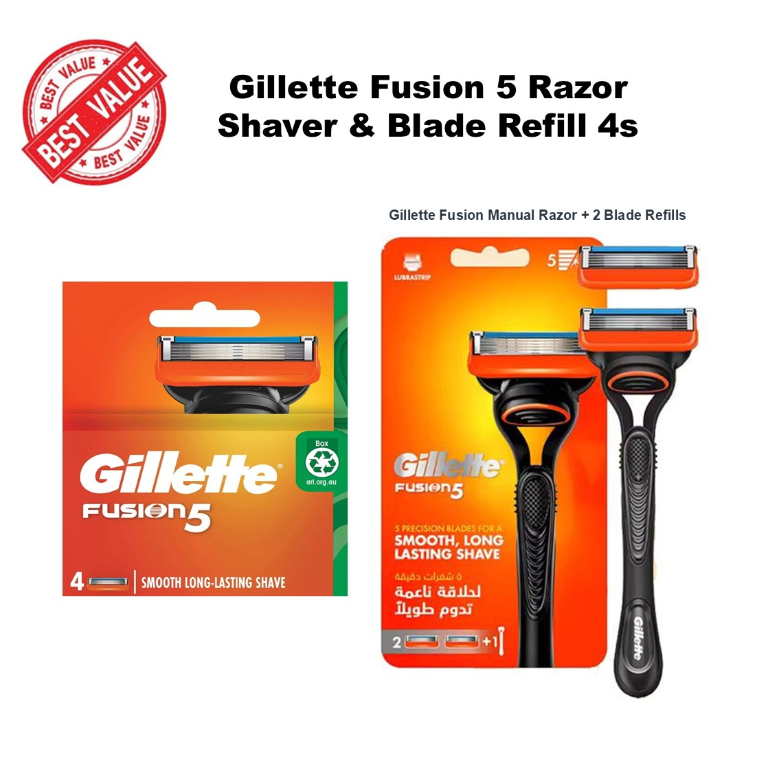 Gillette Fusion 5 Razor Shaver / Blade Refills 4s / 8s / 12s | Shopee ...