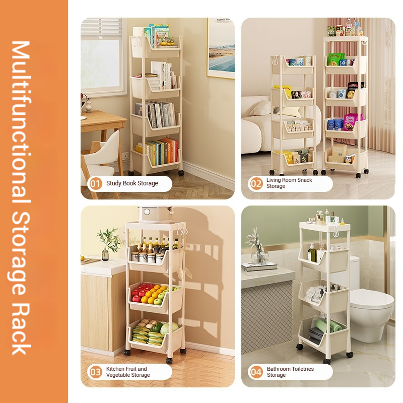 YOUNEED 6 Layers Moving Rack Kitchen Storage Shelf Wall Cabinets Home ...