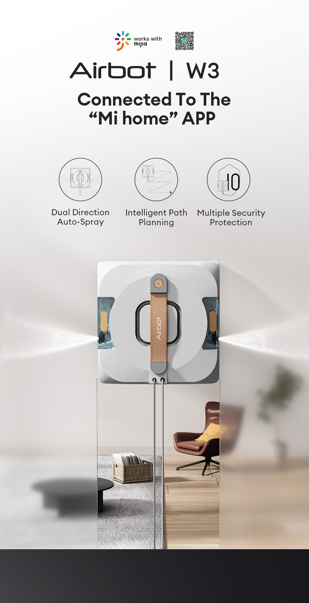 Airbot W3 | Automatic Window Robot Cleaner 11,000Pa Suction Power Anti ...