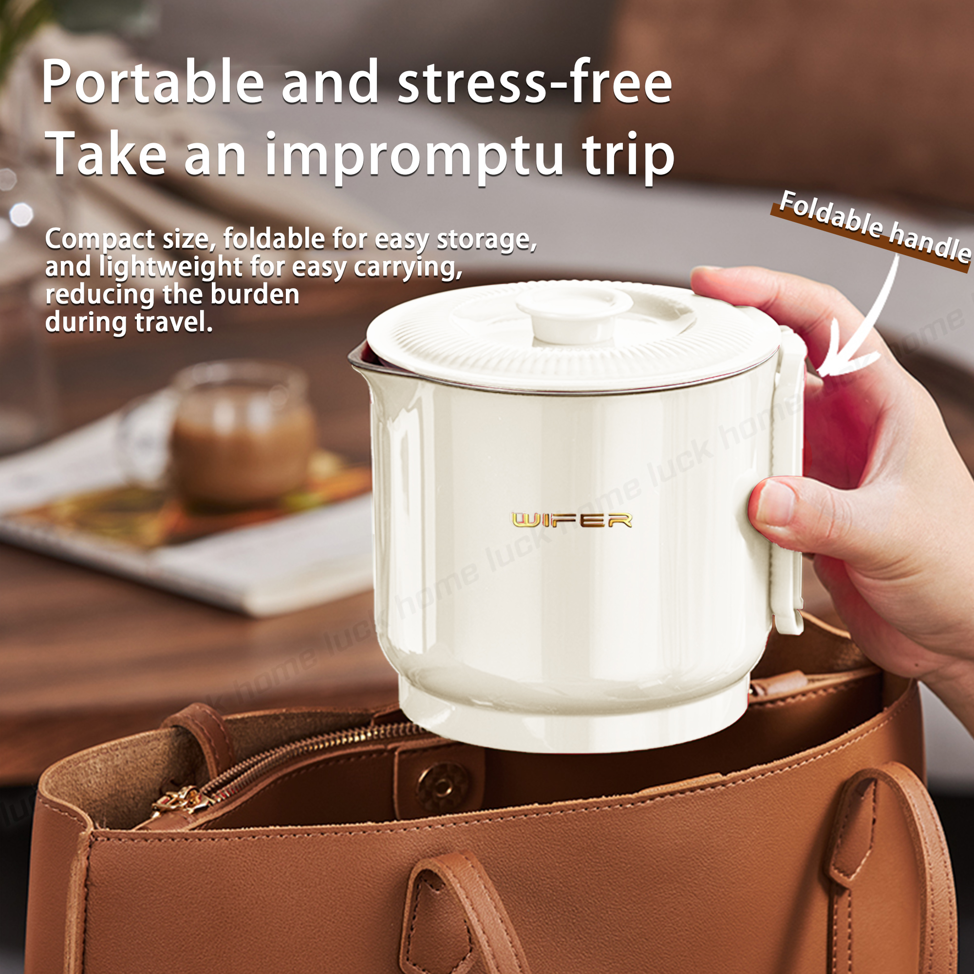 *LUCK HOME* Foldable Electric Kettle 0.8L Portable Travel Electric ...
