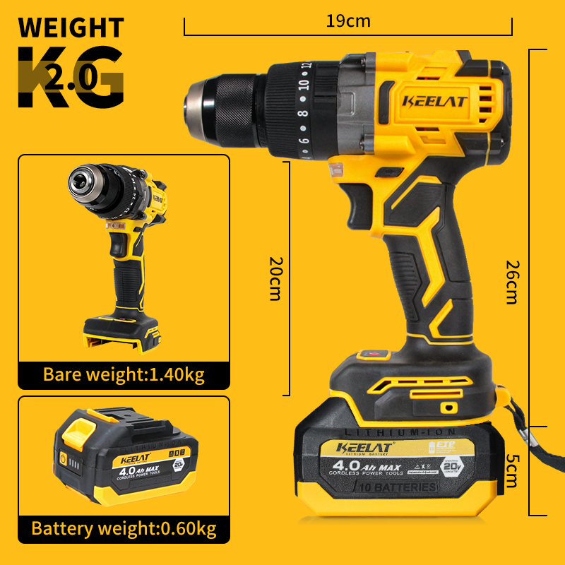 KEELAT KCD014 150N.m Smart Cordless Impact Drill Heavy Duty Anti ...