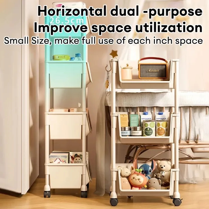 YOUNEED 6 Layers Moving Rack Kitchen Storage Shelf Wall Cabinets Home ...