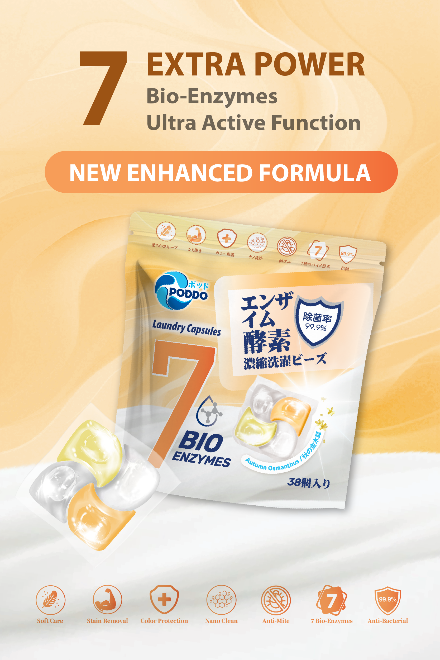 [NEW] Poddo 4 in 1 Bio Enzyme Laundry Capsules Autumn Osmanthus ...