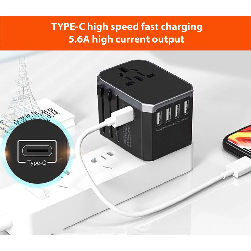 [Local SG Stock] Universal Compact Travel Adapter Plug USB C Port 65W ...