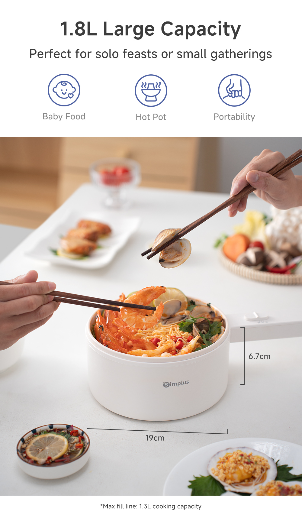 Simplus 1.8L Multi-Cooker | 600W Power | S.STeel Steamer | Titanium ...
