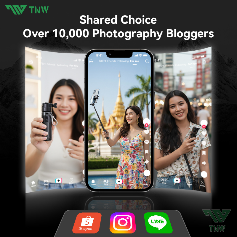 TNW T26Pro Mini 3-in-1 Selfie Stick Anti-Shake Tripod Phone Holder with ...